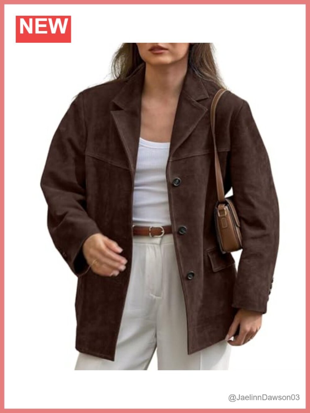 Faux Suede Blazer Jacket Notched Lapel Single Breasted Suit Jacket